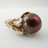 14ky Organic Ring set with a Bronze Pearl