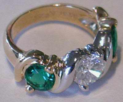 Two Tone Diamond and Emerald Ring
