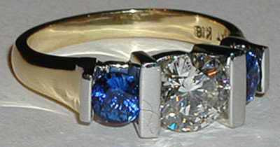 Diamond and Sapphire Three Stone Ring