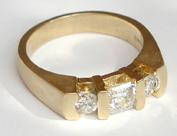 Three Diamond Bar Set Ring