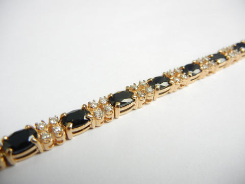 Sapphire, Diamond, and Gold Tennis Bracelet