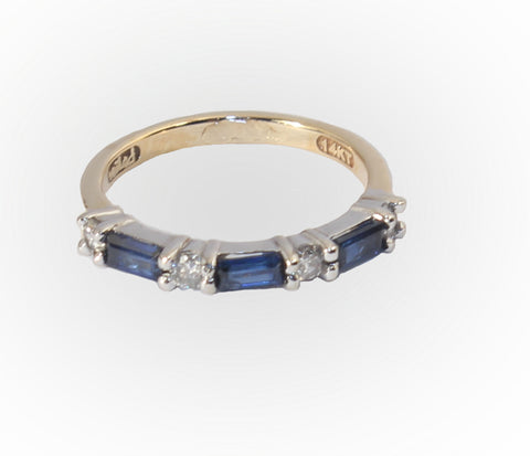14kt Gold Band with Diamonds and Sapphires