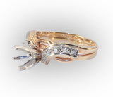 14kt Yellow Curved Semi Mount with 8 side Diamonds