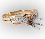 14kt Yellow Curved Semi Mount with 8 side Diamonds