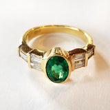 18kt Gold Emerald and Diamond Ring