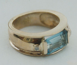 Emerald Cut Topaz Ring with Diamonds